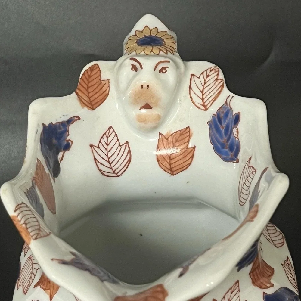 Victoria Ironstone Floral Pitcher Imari Style Hexagonal Monkey Handle Jug